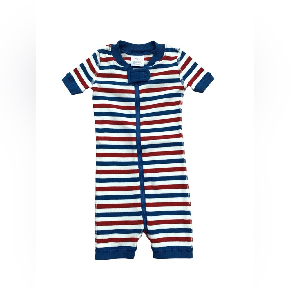Hanna Andersson Size 75, 12-18 Months Shortie Sleeper in Fourth Of July Stripe